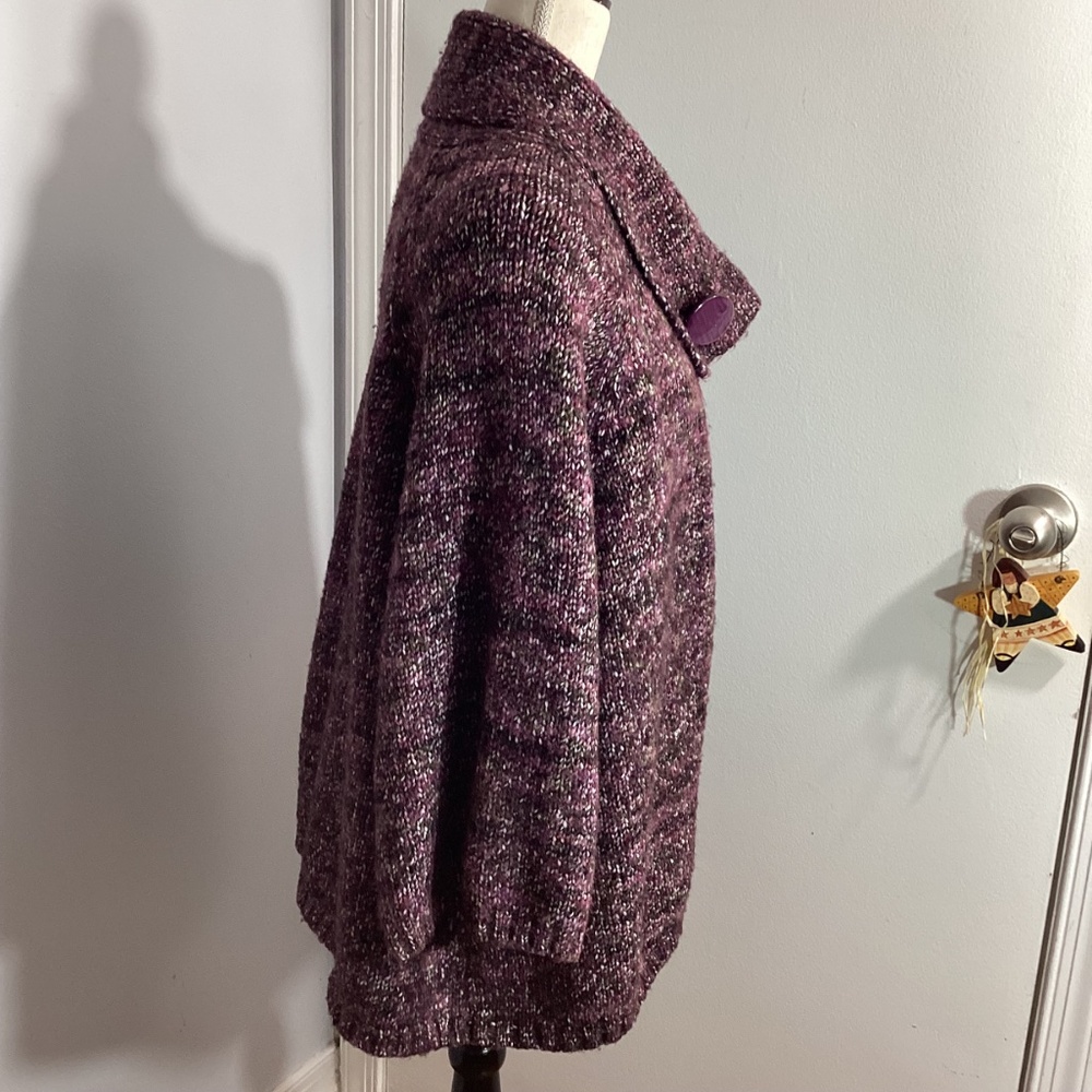 VTG TWEEDS WOMAN PLUS 2X SWEATER SHORT CARDIGAN PLUM SPECKLED - Picture 5 of 13
